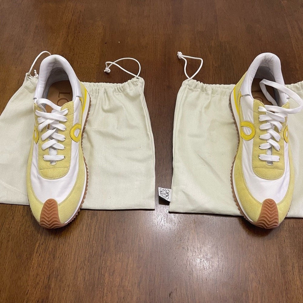 Loewe Yellow and White Suede Runner Sneakers - Picture 2 of 8